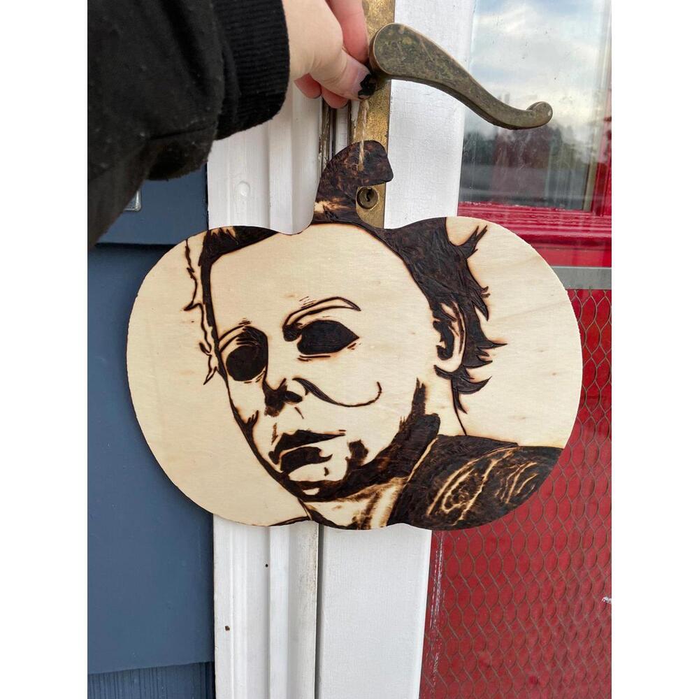 michael Myers Halloween door hanger decoration decor holiday sign horror